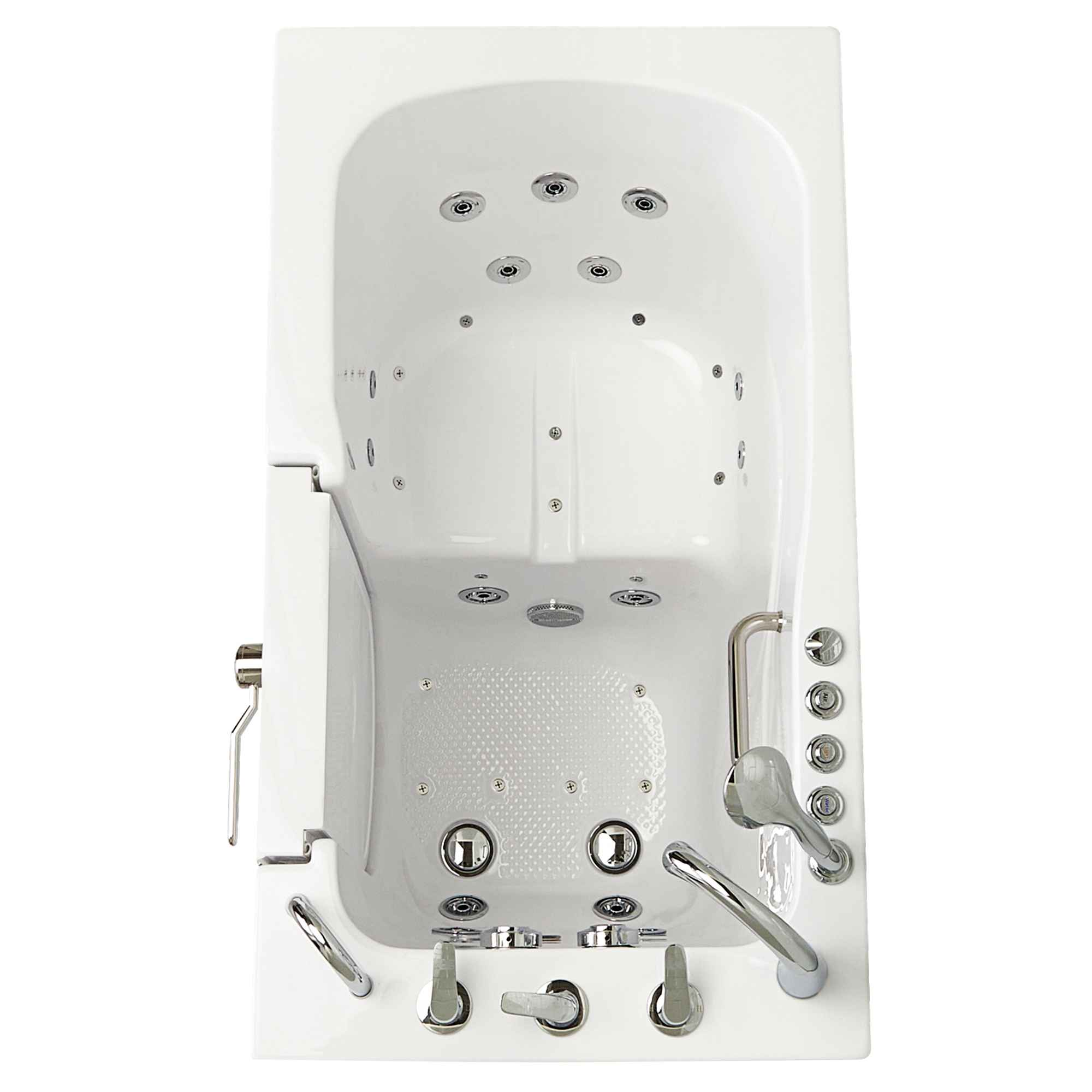 Ella Monaco 32"x52" Acrylic Air and Hydro Massage Walk-In Bathtub with Outward Swing Door, 5 Piece Fast Fill Faucet, 2" Dual Drain Bath Tub Ella's Bubbles