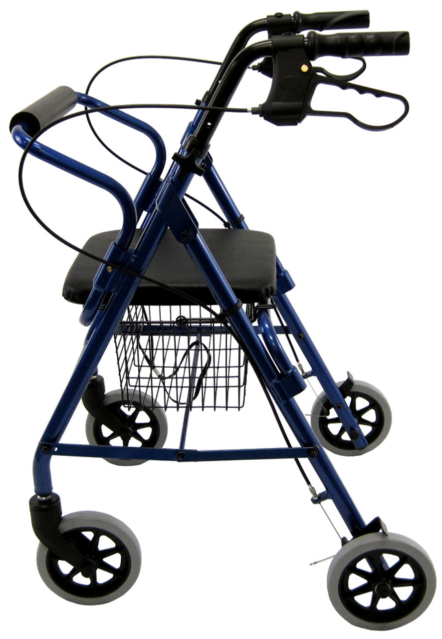 Karman R-4100 Low Seat Rollator with Loop Brakes, Padded Seat, and Basket Walkers & Rollators Karman Healthcare Blue