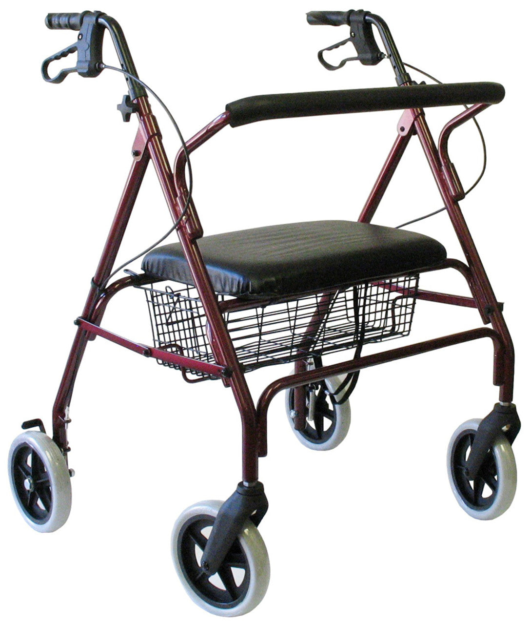Karman R-4700 Extra Wide Bariatric Rollator with Padded Flip-down Seat, Steel Walkers & Rollators Karman Healthcare Burgundy