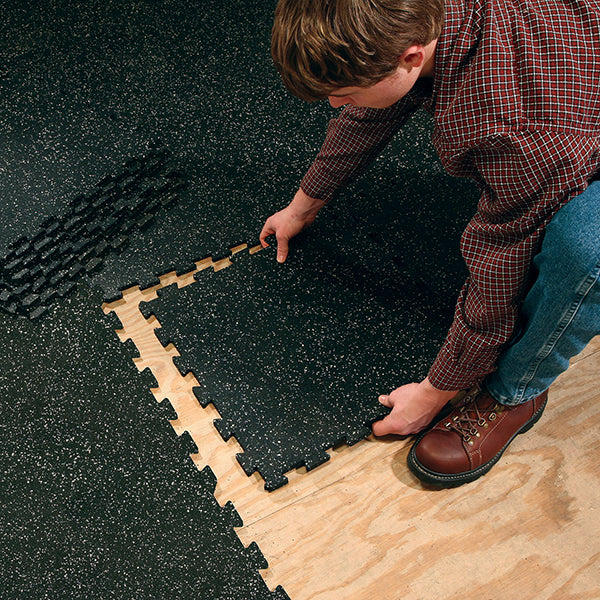 BODY-SOLID TOOLS INTERLOCKING RUBBER FLOORING (SPECKLED) RFBST4PS Strength Body-Solid
