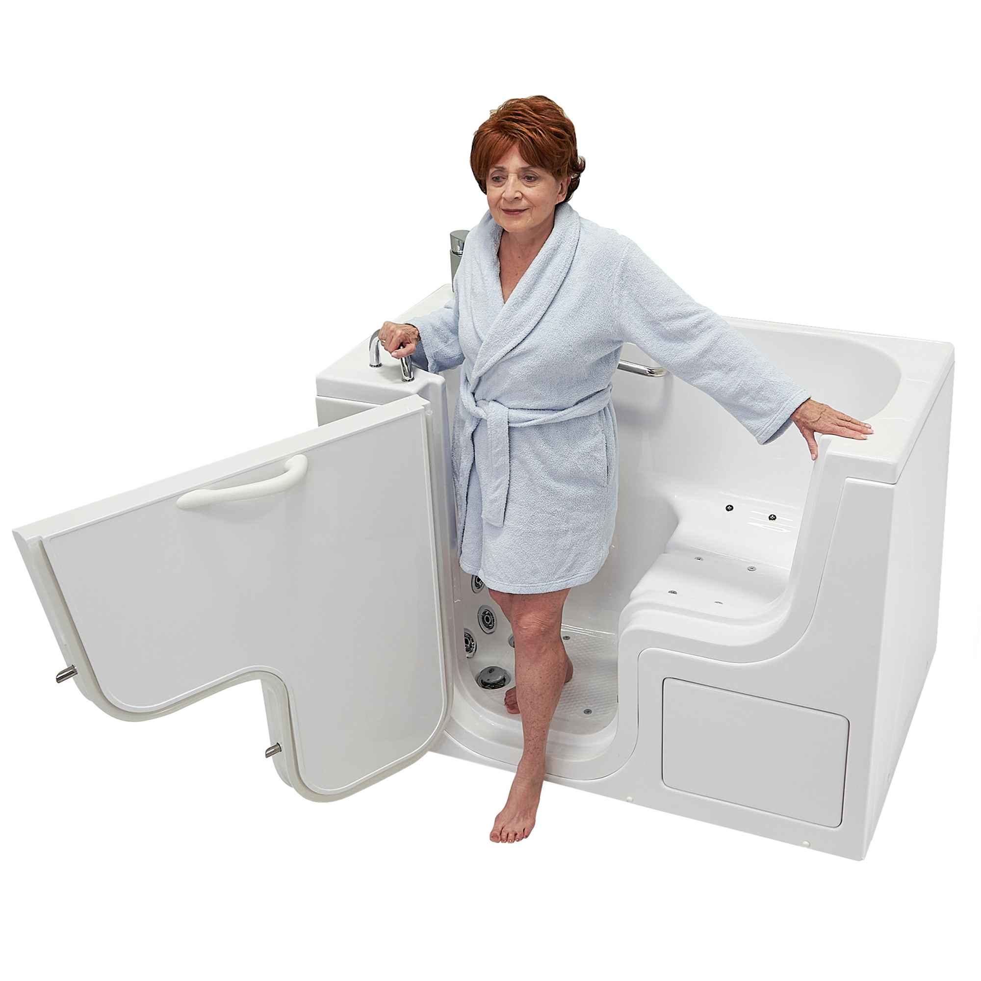 Ella Wheelchair Transfer 26"x52" Acrylic Air and Hydro Massage Walk-In Bathtub with Outward Swing Door, 2 Piece Fast Fill Faucet, 2" Dual Drain Bath Tub Ella's Bubbles
