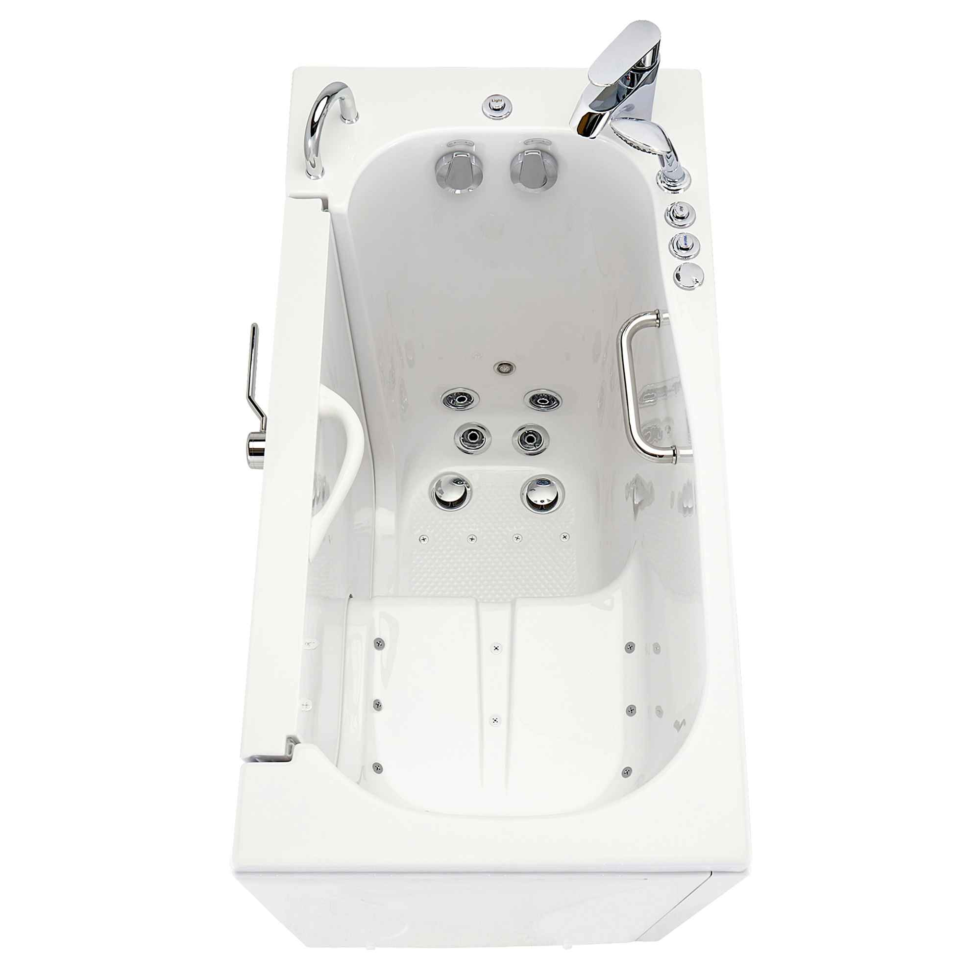 Ella Wheelchair Transfer 26"x52" Acrylic Air and Hydro Massage Walk-In Bathtub with Outward Swing Door, 2 Piece Fast Fill Faucet, 2" Dual Drain Bath Tub Ella's Bubbles