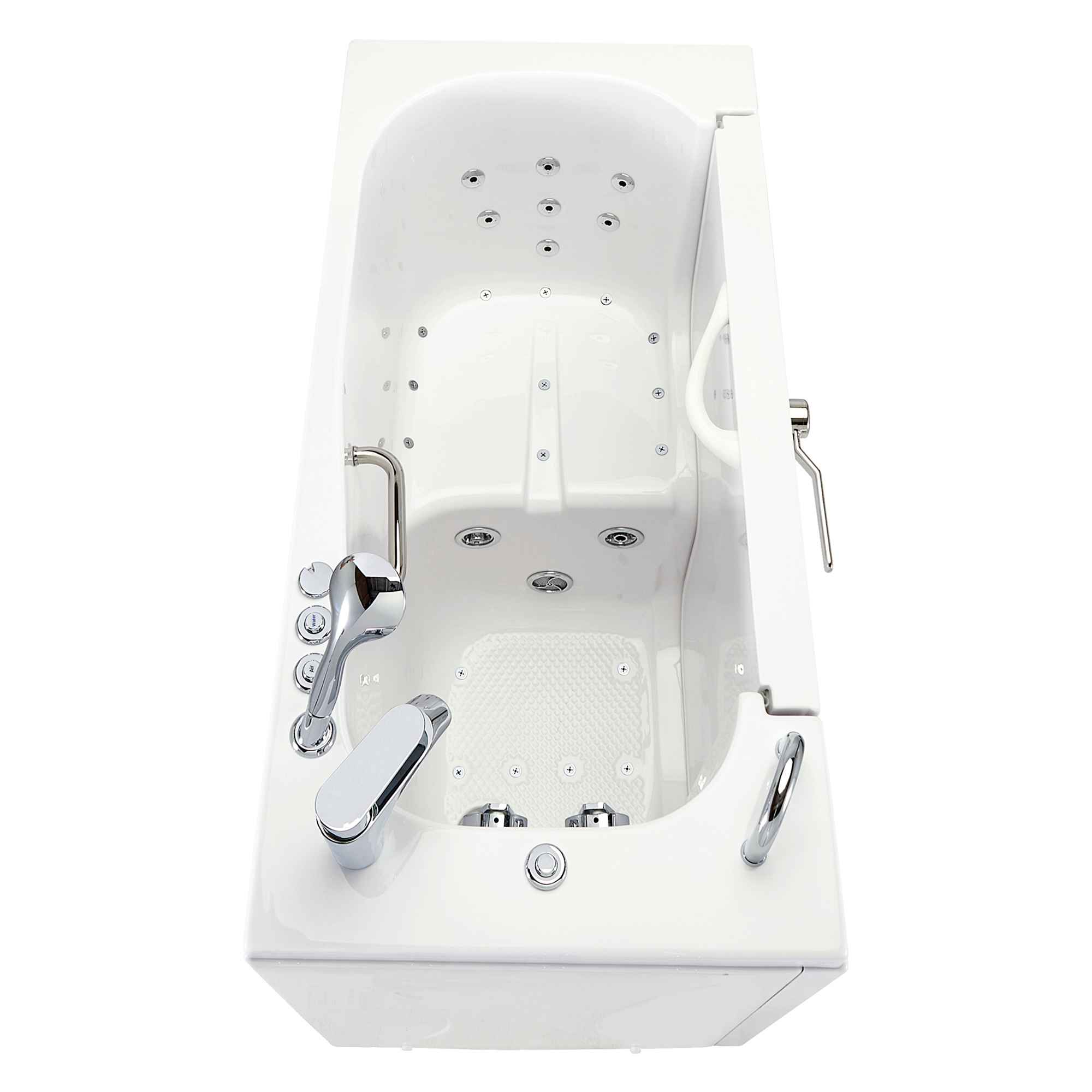 Ella Wheelchair Transfer 26"x52" Acrylic Air and Hydro Massage Walk-In Bathtub with Outward Swing Door, 2 Piece Fast Fill Faucet, 2" Dual Drain Bath Tub Ella's Bubbles