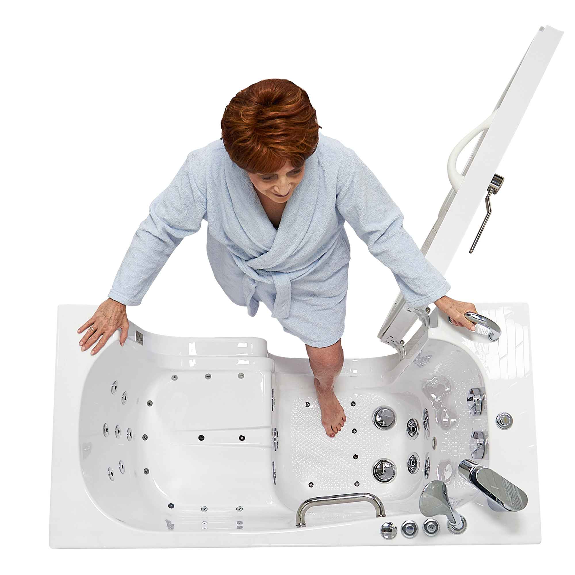Ella Wheelchair Transfer 26"x52" Acrylic Air and Hydro Massage Walk-In Bathtub with Outward Swing Door, 2 Piece Fast Fill Faucet, 2" Dual Drain Bath Tub Ella's Bubbles