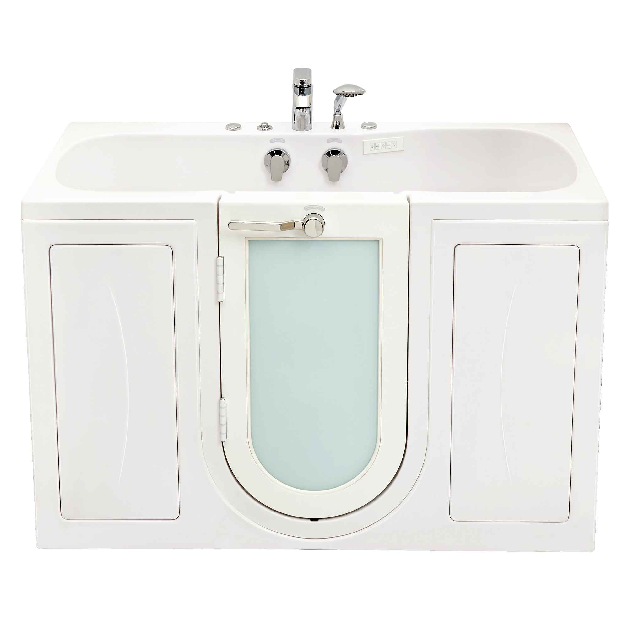 Ella Tub4Two 32"x60" Hydro + Air Massage w/ Independent Foot Massage Acrylic Two Seat Walk in Tub, Outswing Door, 2 Piece Fast Fill Faucet, 2" Dual Drains Bath Tub Ella's Bubbles