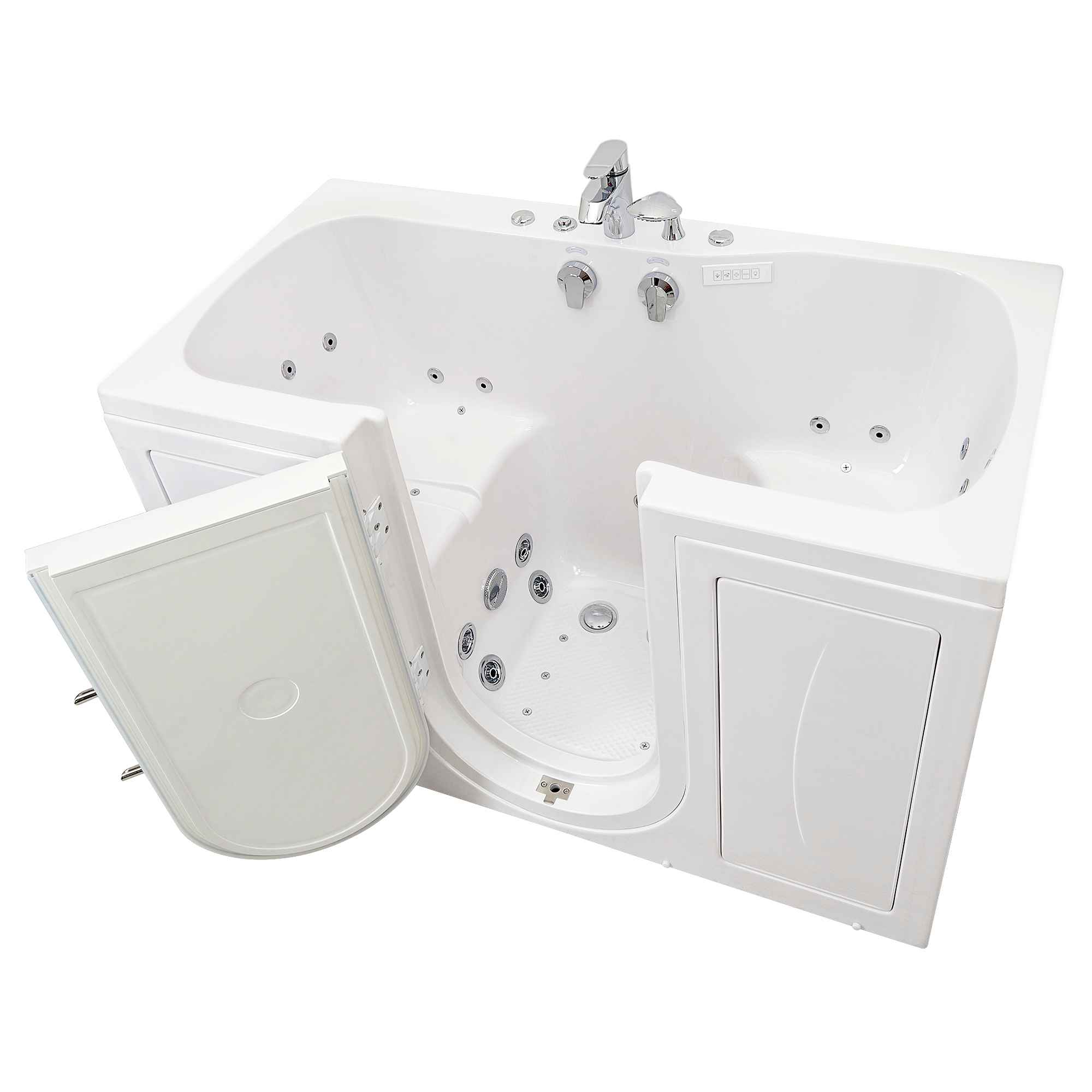 Ella Tub4Two 32"x60" Hydro + Air Massage w/ Independent Foot Massage Acrylic Two Seat Walk in Tub, Outswing Door, 2 Piece Fast Fill Faucet, 2" Dual Drains Bath Tub Ella's Bubbles