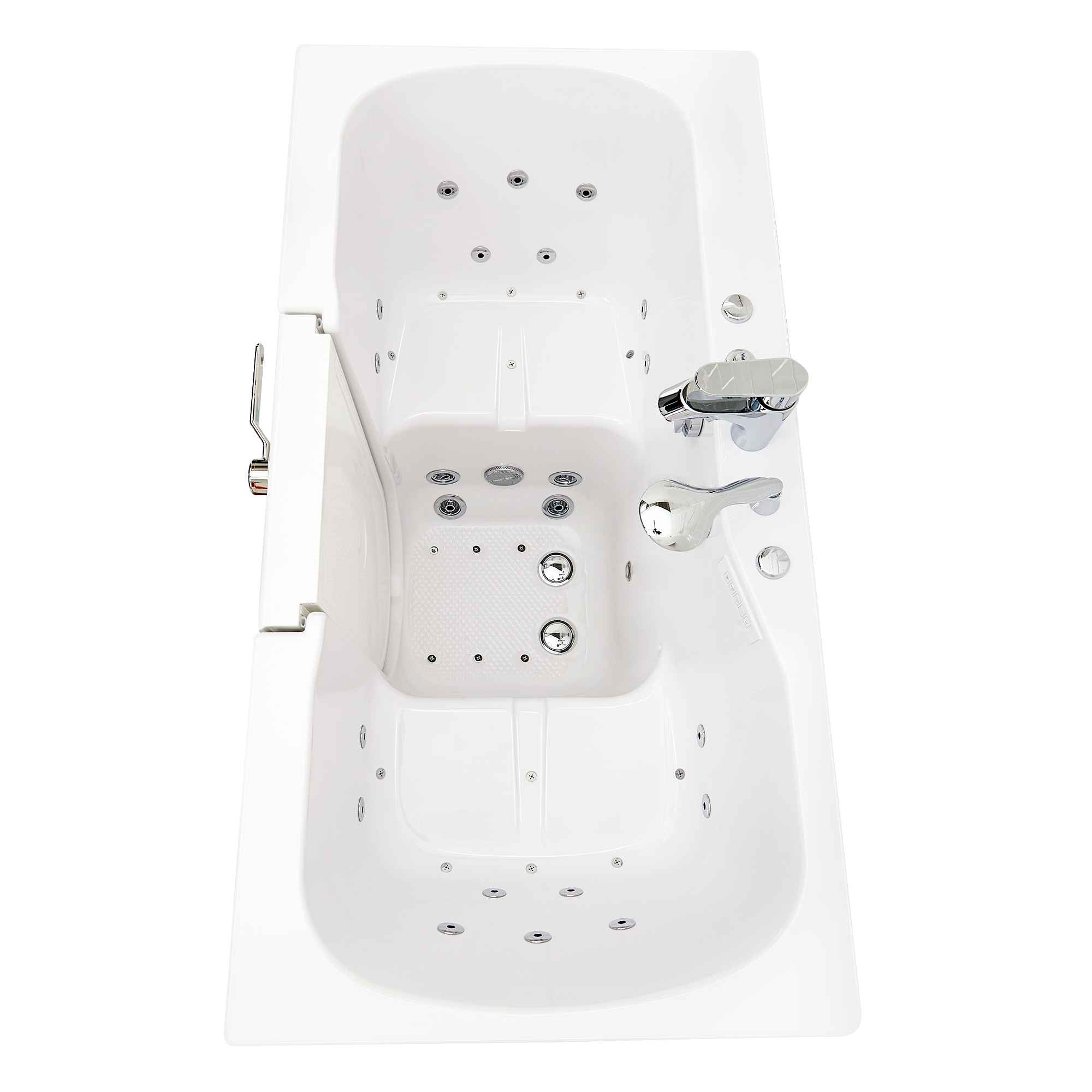 Ella Tub4Two 32"x60" Hydro + Air Massage w/ Independent Foot Massage Acrylic Two Seat Walk in Tub, Outswing Door, 2 Piece Fast Fill Faucet, 2" Dual Drains Bath Tub Ella's Bubbles