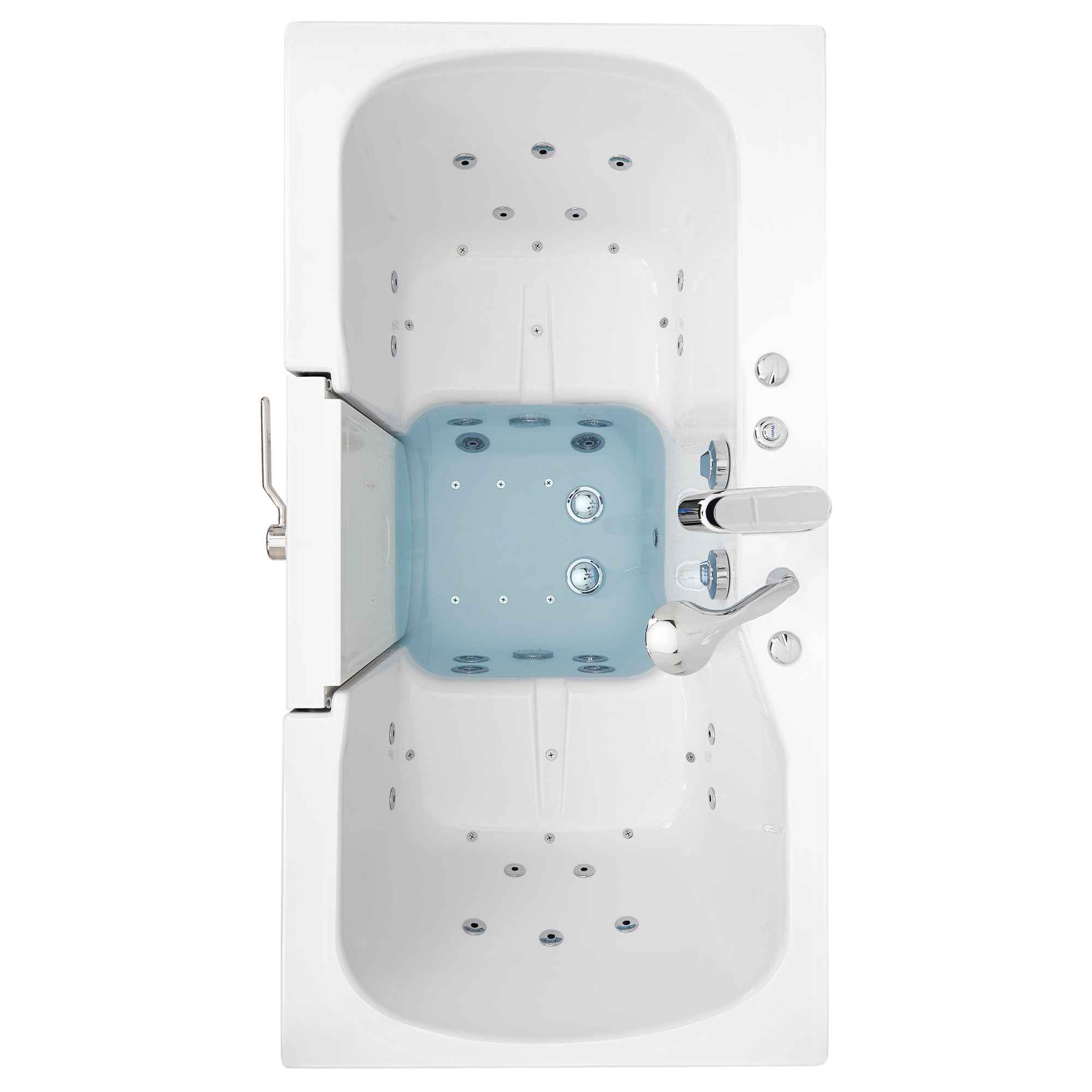 Ella Tub4Two 32"x60" Hydro + Air Massage w/ Independent Foot Massage Acrylic Two Seat Walk in Tub, Outswing Door, 2 Piece Fast Fill Faucet, 2" Dual Drains Bath Tub Ella's Bubbles