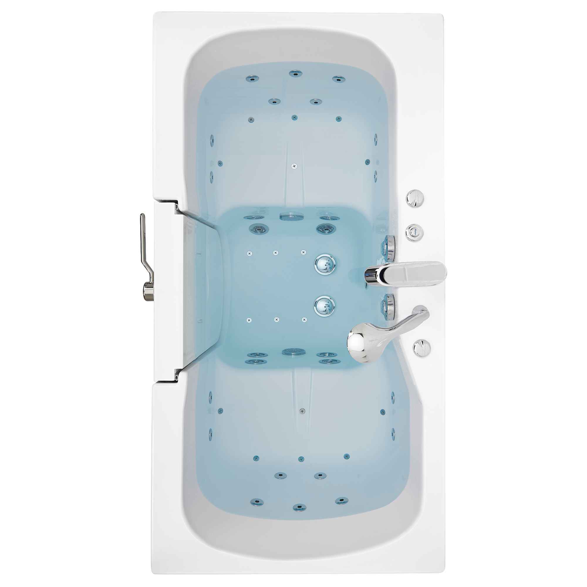 Ella Tub4Two 32"x60" Hydro + Air Massage w/ Independent Foot Massage Acrylic Two Seat Walk in Tub, Outswing Door, 2 Piece Fast Fill Faucet, 2" Dual Drains Bath Tub Ella's Bubbles