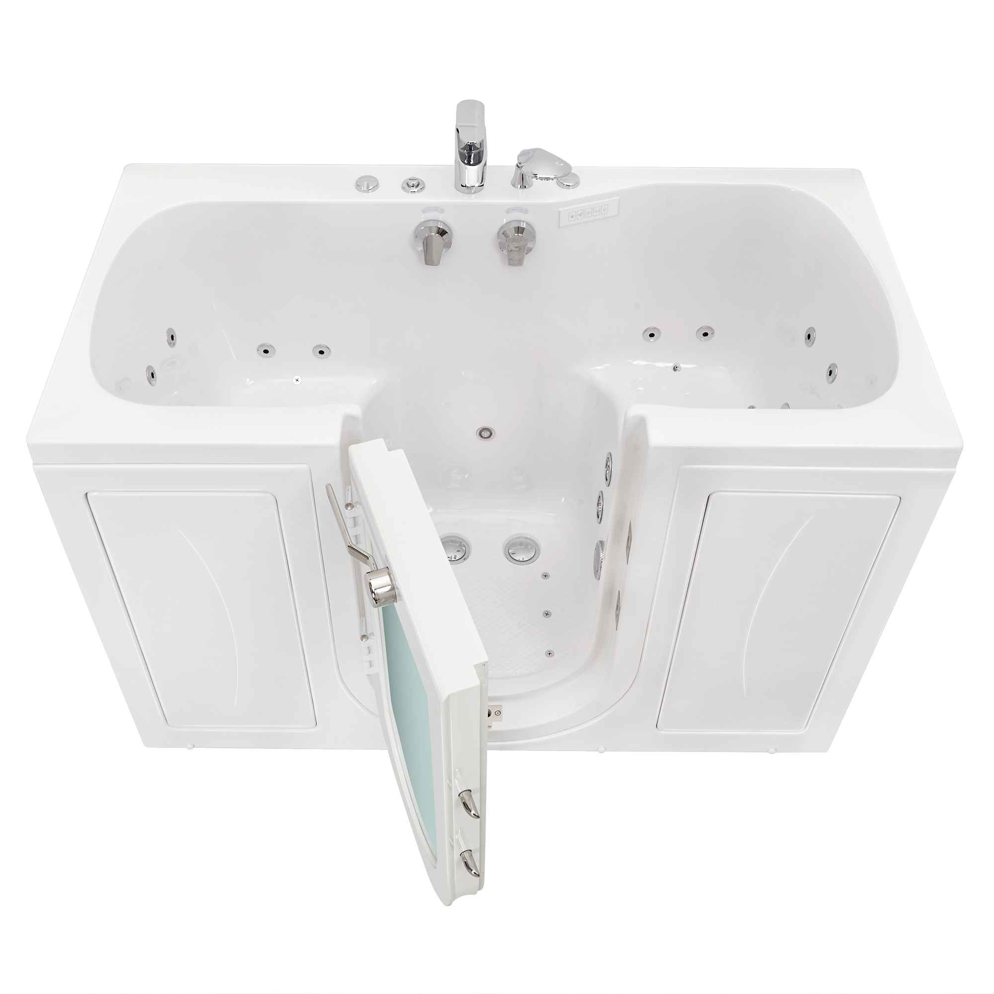 Ella Tub4Two 32"x60" Hydro + Air Massage w/ Independent Foot Massage Acrylic Two Seat Walk in Tub, Outswing Door, 2 Piece Fast Fill Faucet, 2" Dual Drains Bath Tub Ella's Bubbles