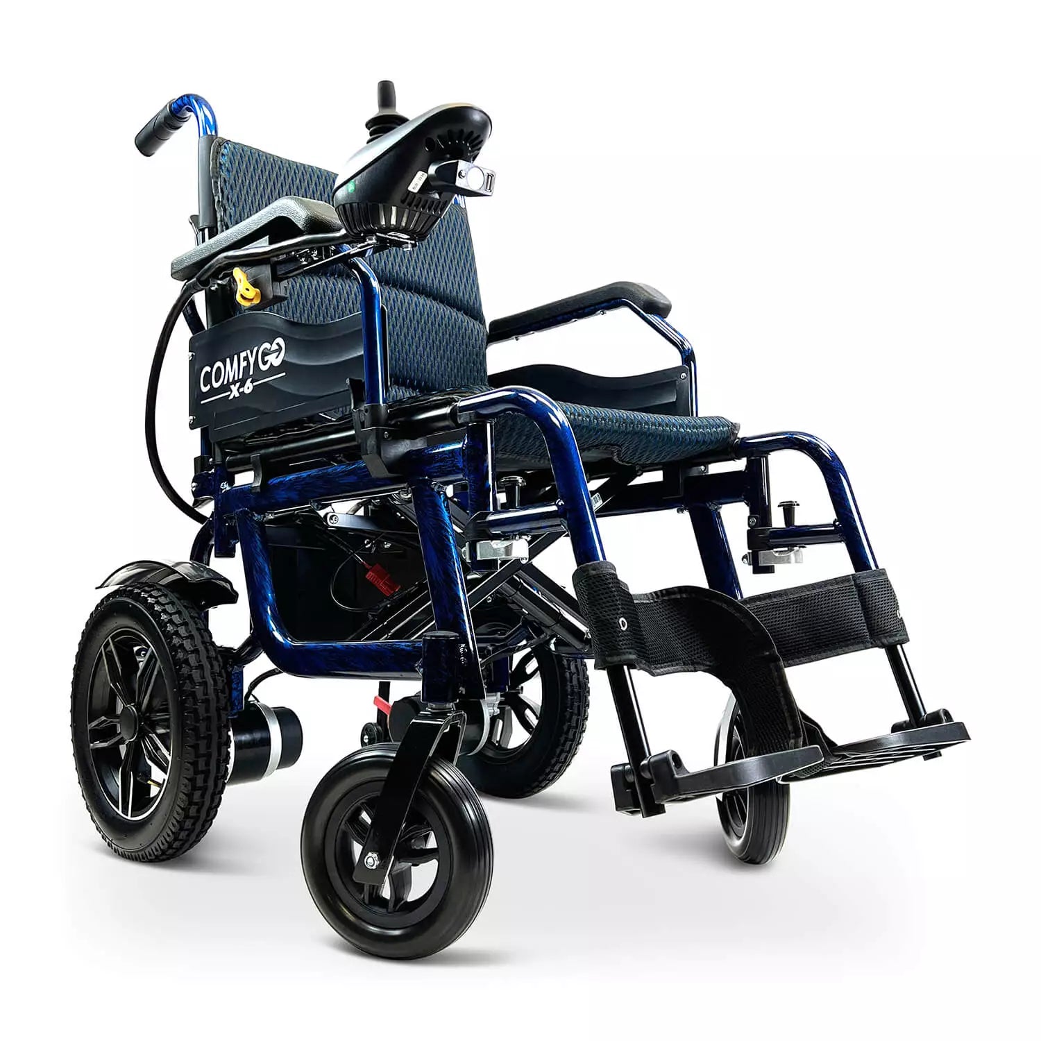 ComfyGo X-6 Lightweight Electric Wheelchair Electric Wheelchair ComfyGo Blue Up To 10 Miles - 12AH Battery