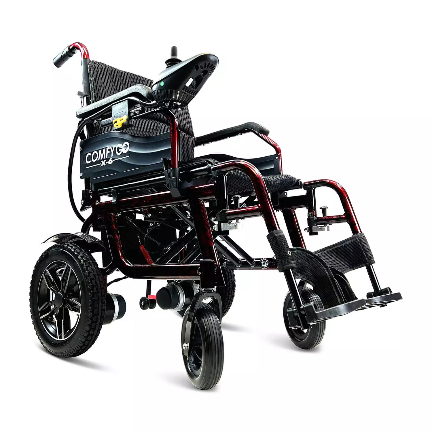 ComfyGo X-6 Lightweight Electric Wheelchair Electric Wheelchair ComfyGo Red Up To 10 Miles - 12AH Battery