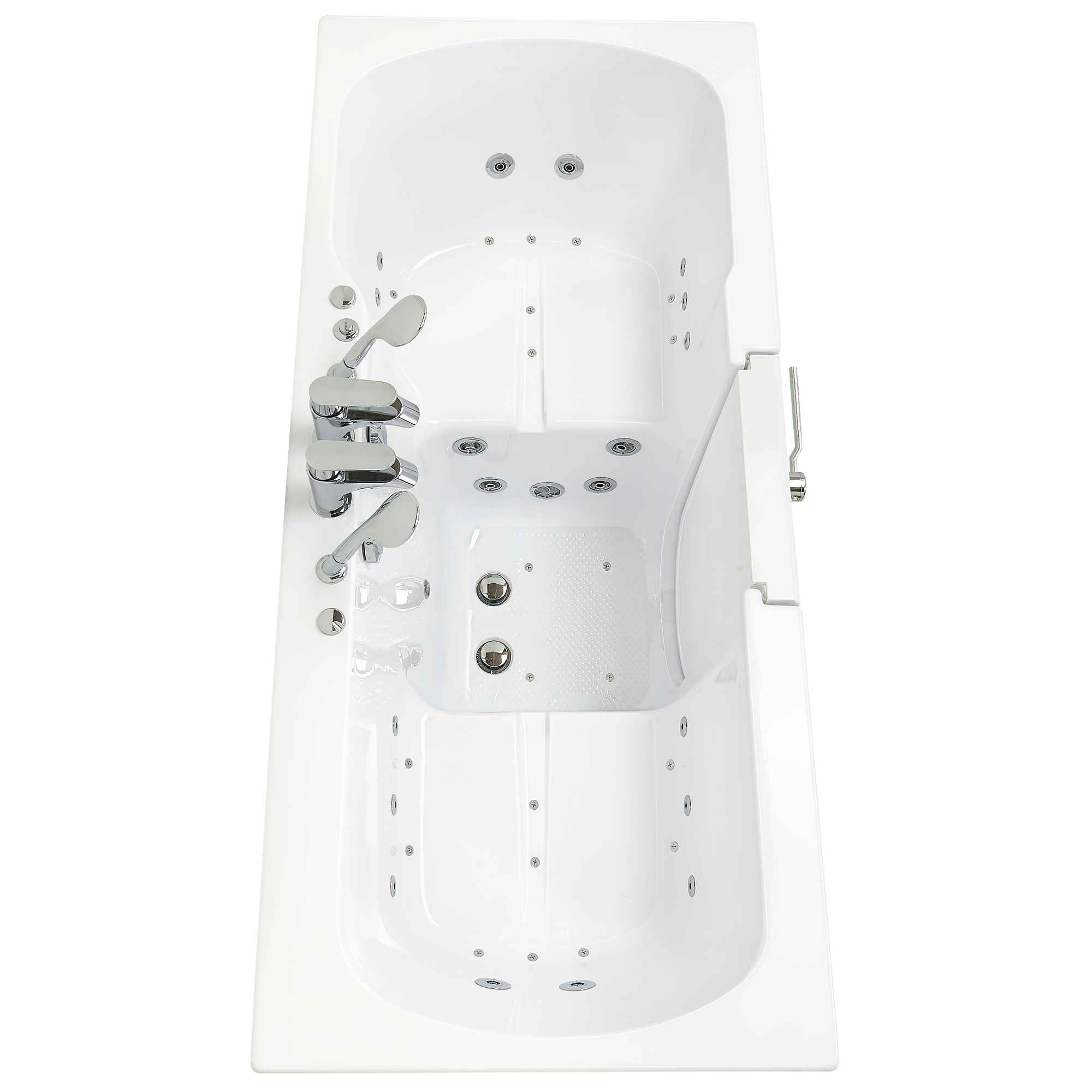 Ella Big4Two 36"x80" Hydro + Air Massage w/ Independent Foot Massage Acrylic Two Seat Walk-In-Bathtub, Outswing Door, 2x2 Piece Fast Fill Faucet, 2" Dual Drain Bath Tub Ella's Bubbles
