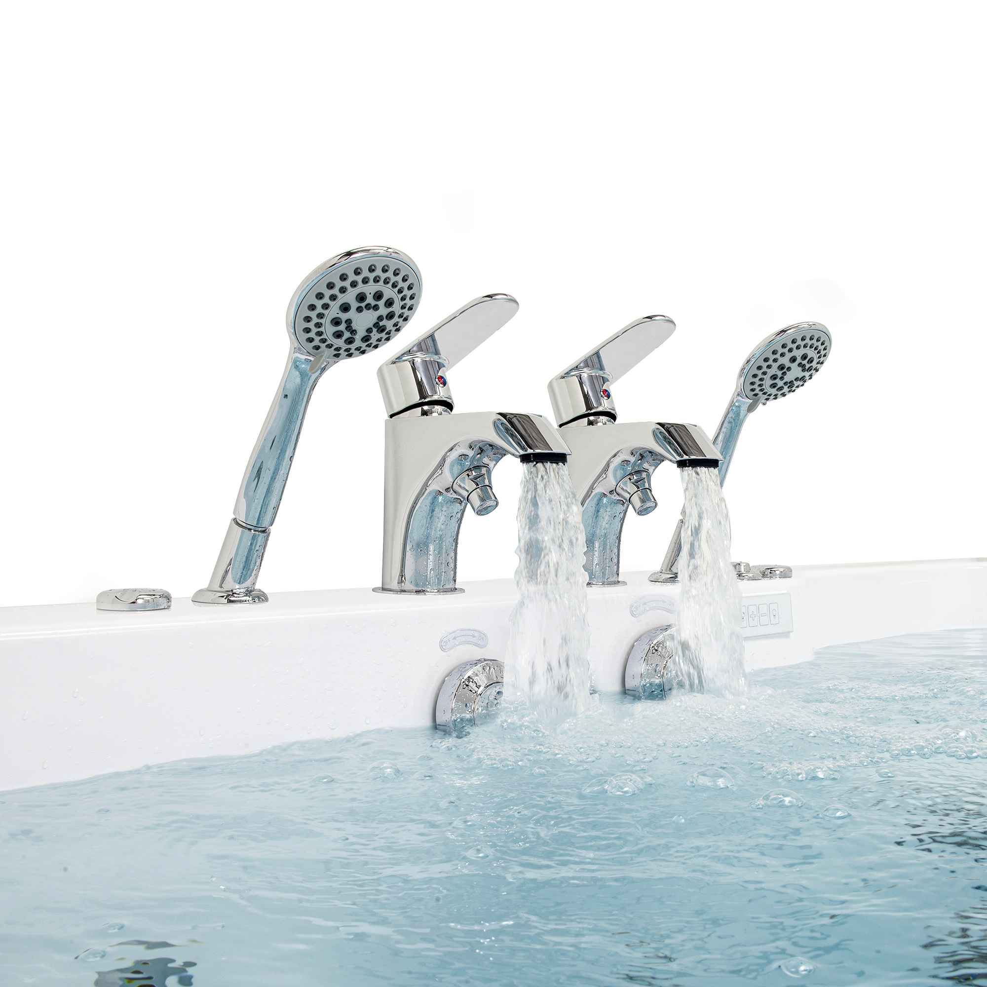 Ella Big4Two 36"x80" Hydro + Air Massage w/ Independent Foot Massage Acrylic Two Seat Walk-In-Bathtub, Outswing Door, 2x2 Piece Fast Fill Faucet, 2" Dual Drain Bath Tub Ella's Bubbles