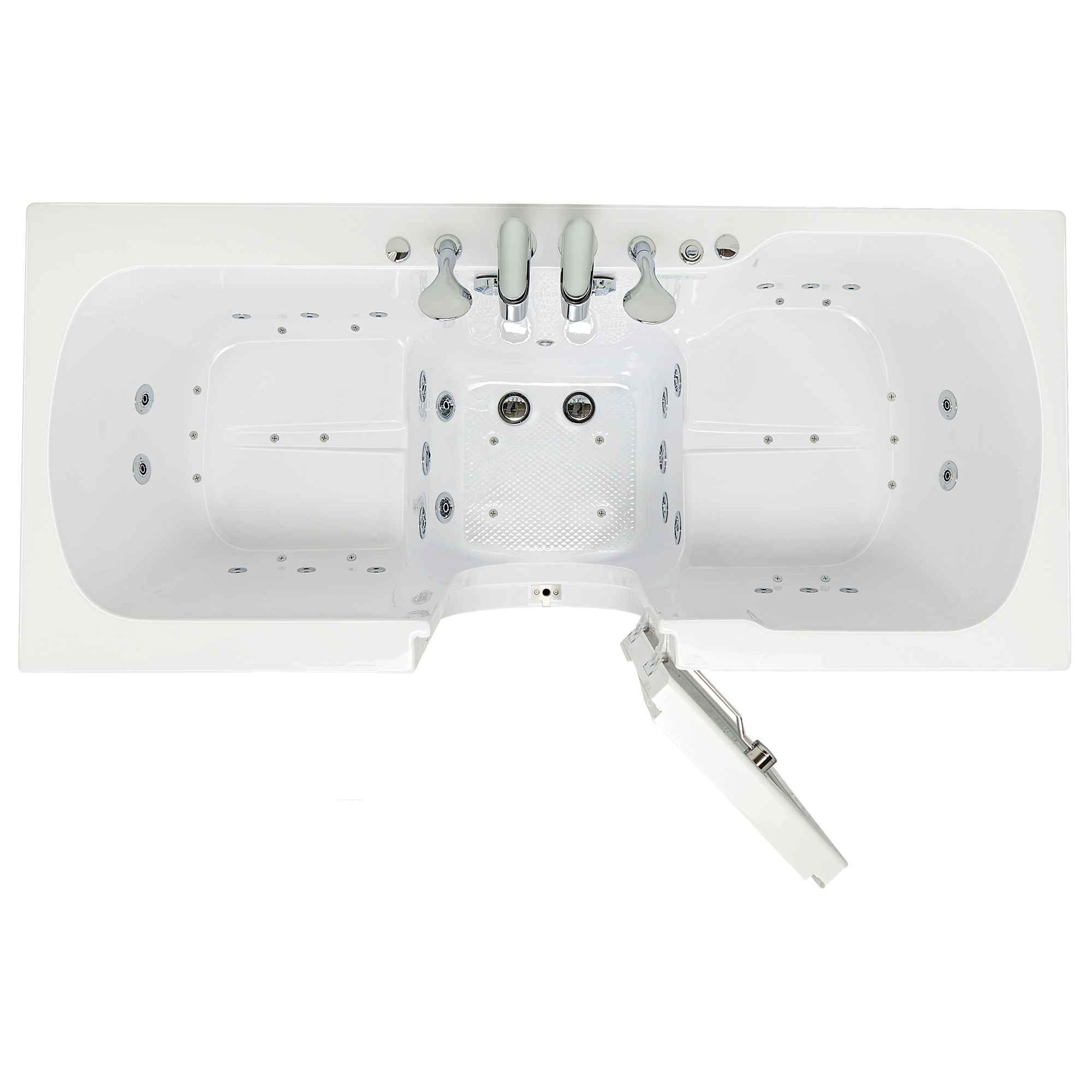 Ella Big4Two 36"x80" Hydro + Air Massage w/ Independent Foot Massage Acrylic Two Seat Walk-In-Bathtub, Outswing Door, 2x2 Piece Fast Fill Faucet, 2" Dual Drain Bath Tub Ella's Bubbles