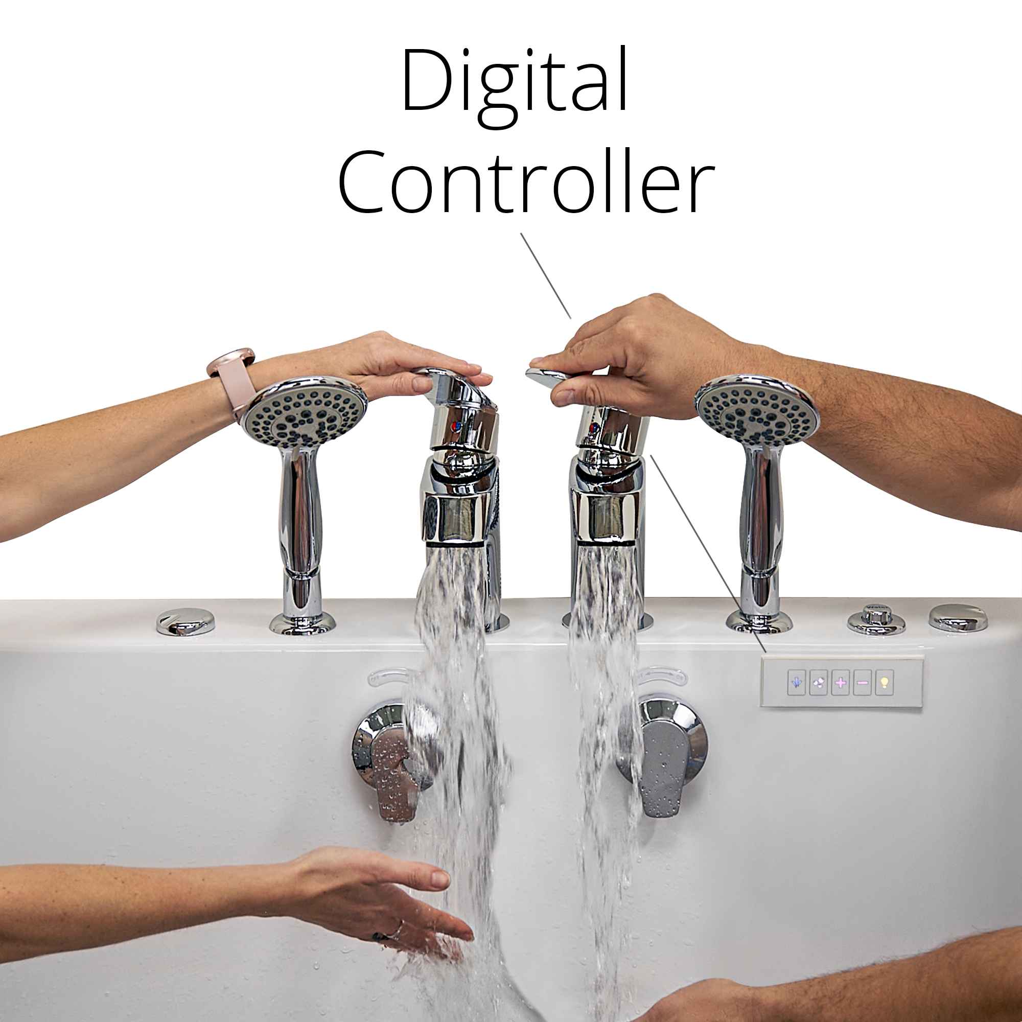 Ella Big4Two 36"x80" Hydro + Air Massage w/ Independent Foot Massage Acrylic Two Seat Walk-In-Bathtub, Outswing Door, 2x2 Piece Fast Fill Faucet, 2" Dual Drain Bath Tub Ella's Bubbles