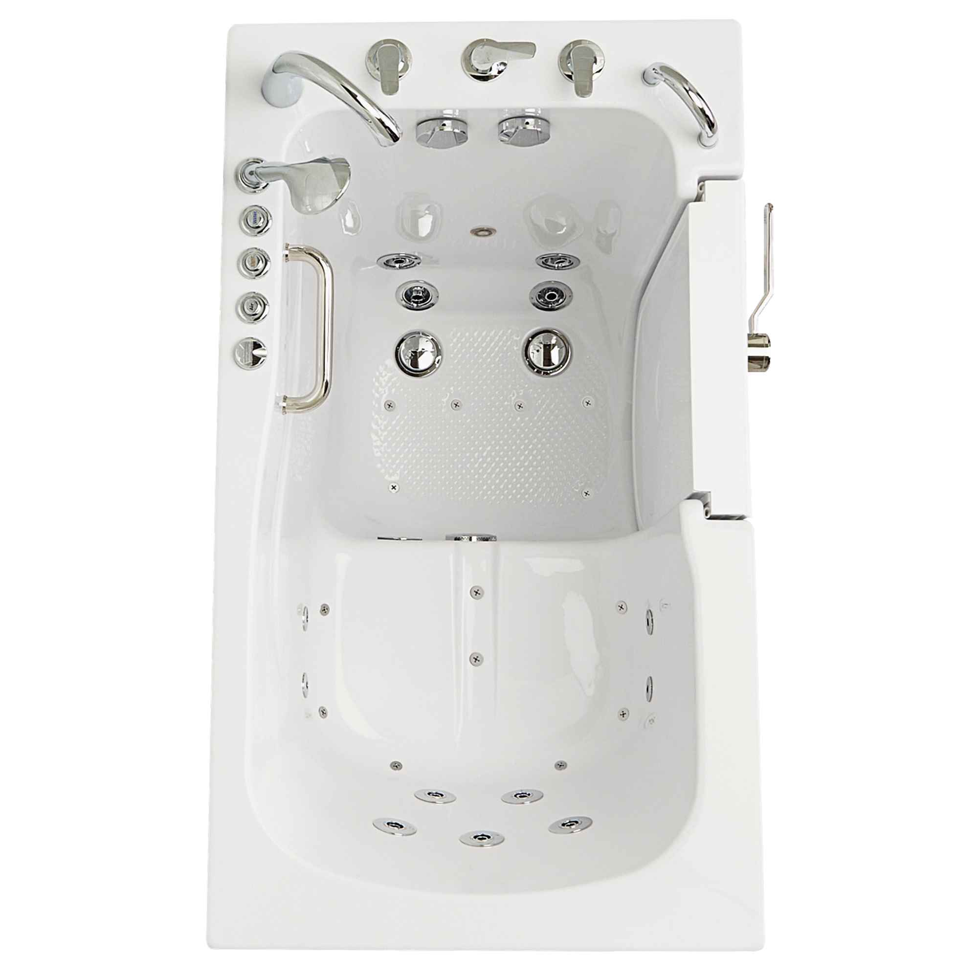 Ella Capri 30"x52" Acrylic Air and Hydro Massage Walk-In Bathtub with Outward Swing Door, 5 Piece Fast Fill Faucet, 2" Dual Drain Bath Tub Ella's Bubbles