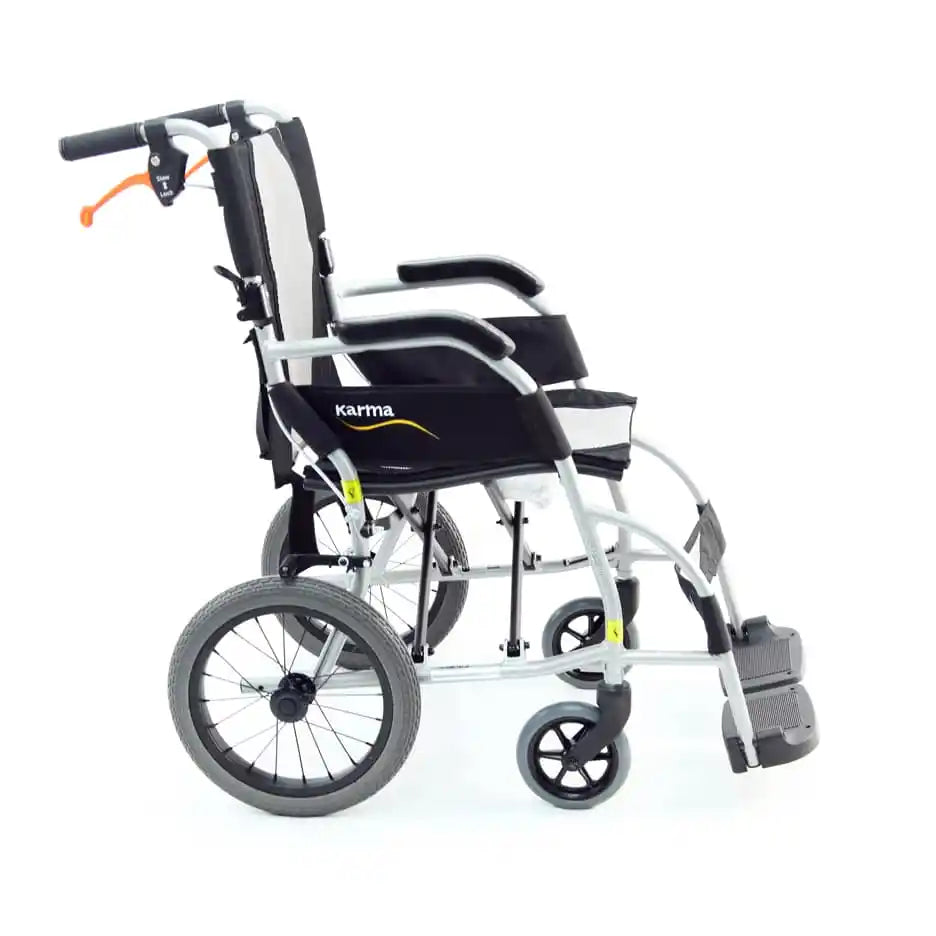 Karman S-2501F16SS-TP Ergo Lite Ultra Lightweight Ergonomic Transport Wheelchair with Companion Hill Brakes transport wheelchairs Karman Healthcare