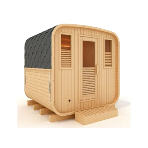 Golden Designs Zurich 4 Person Barrel Sauna with Bronze Privacy Door - Traditional Steam Sauna Barrel Steam Sauna Golden Designs