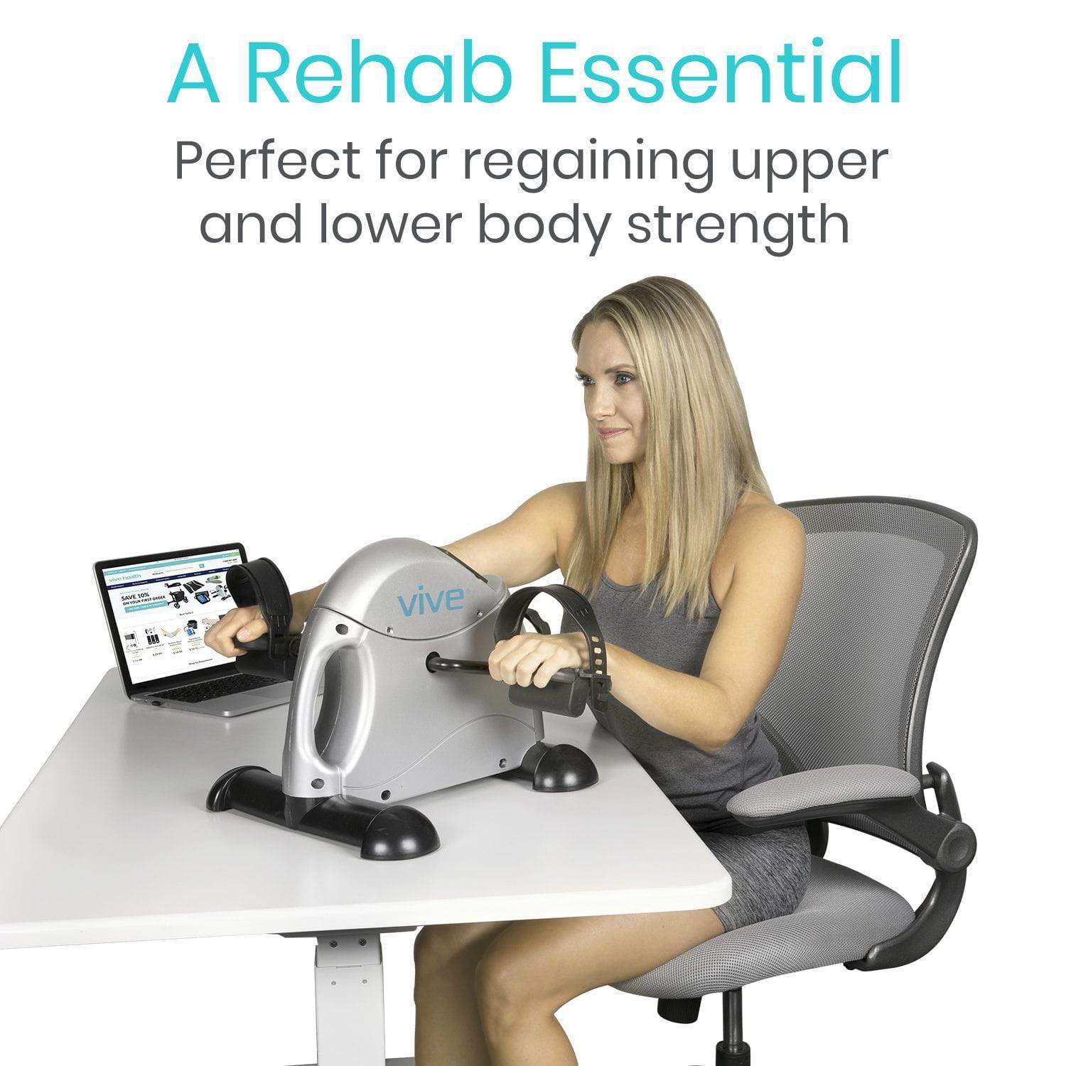 Vive Health RHB1001SLV Pedal Exerciser Exercise Equipment Vive Health