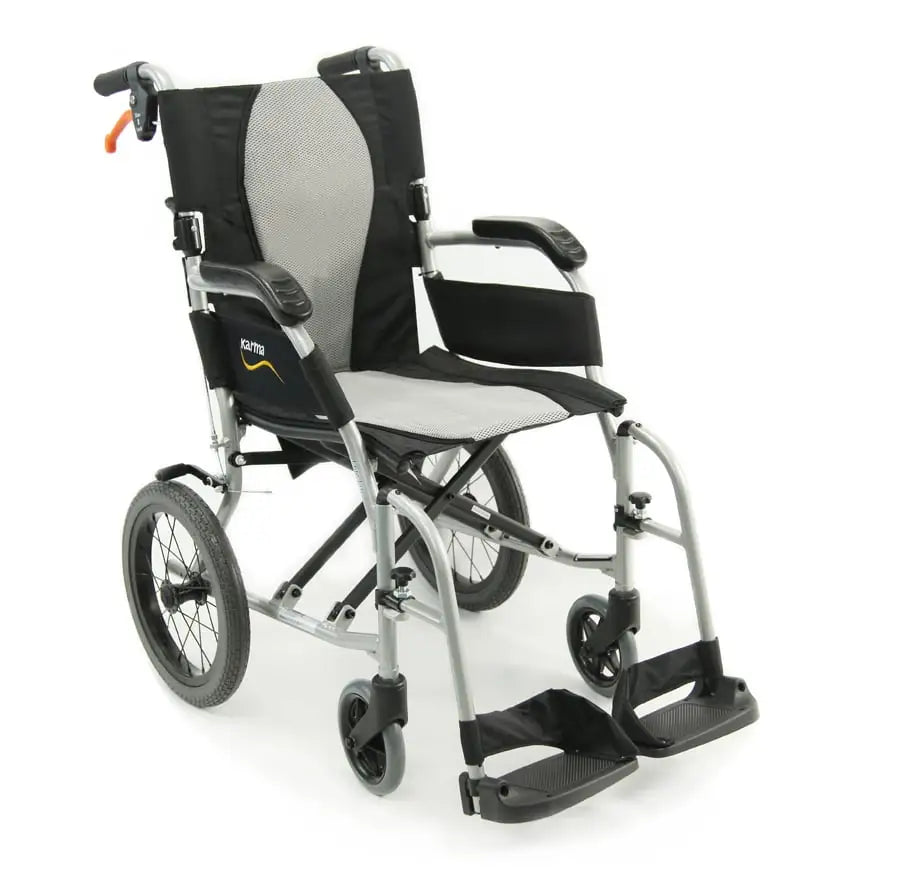 Karman Ergo Flight Transport with Swing Away Footrest and Companion Brakes transport wheelchairs Karman Healthcare 16"