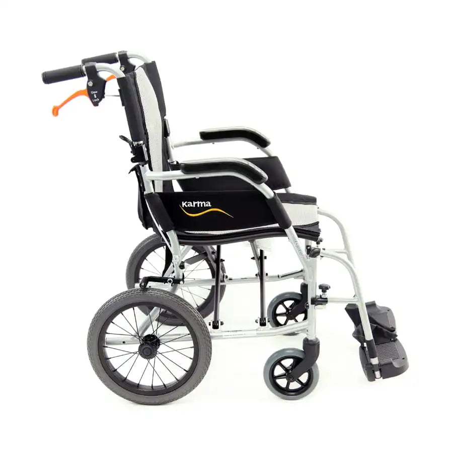 Karman Ergo Flight Transport with Swing Away Footrest and Companion Brakes transport wheelchairs Karman Healthcare
