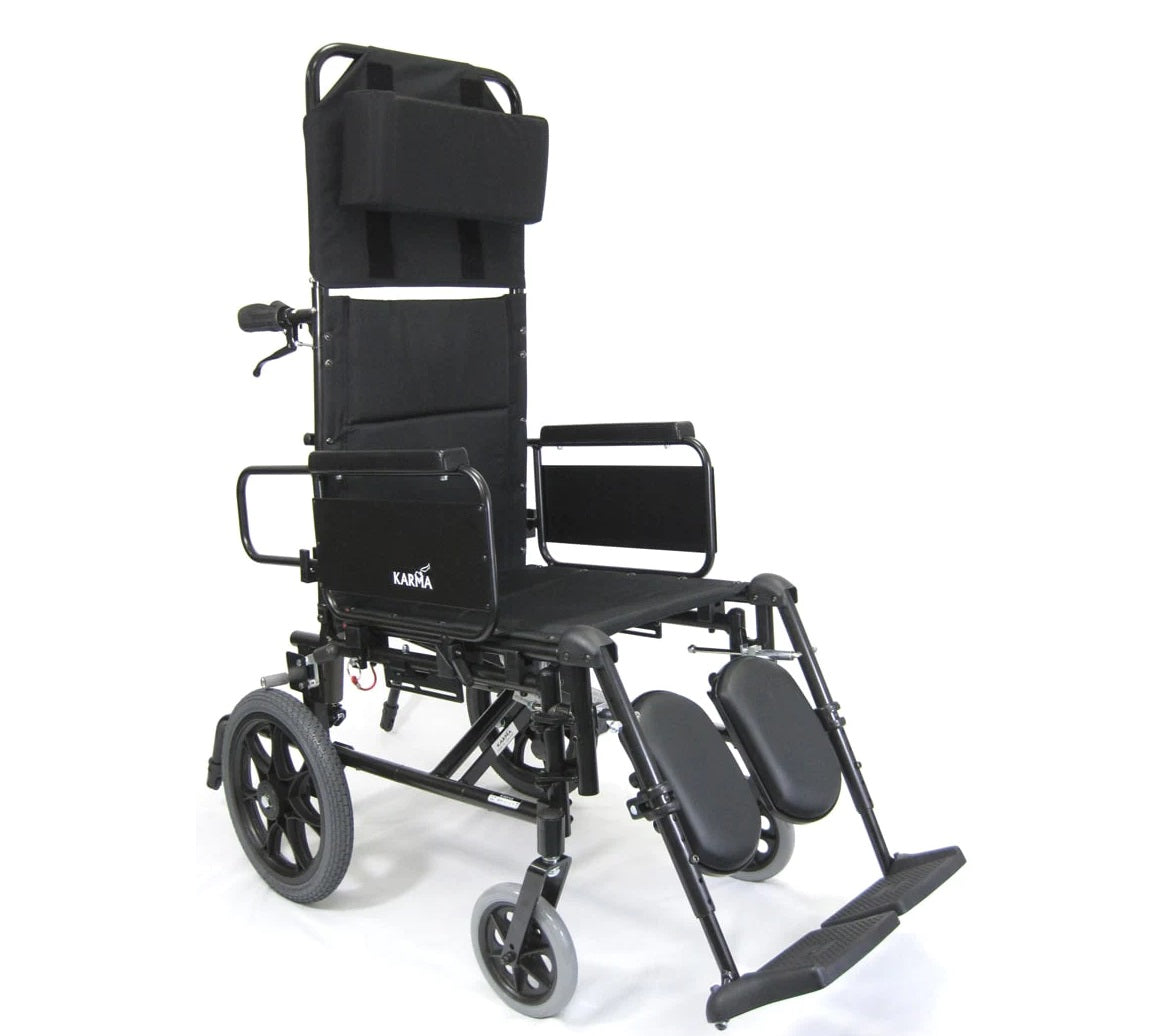 Karman KM-5000-TP Transport Lightweight Reclining Wheelchair with Removable Desk Armrest Reclining Wheelchairs Karman Healthcare 16"