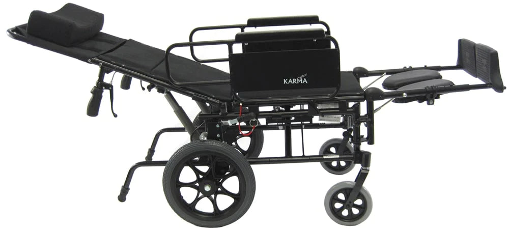 Karman KM-5000-TP Transport Lightweight Reclining Wheelchair with Removable Desk Armrest Reclining Wheelchairs Karman Healthcare