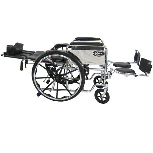 Karman KN-880 Reclining Wheelchair with Removable Armrest and Elevating Legrest Reclining Wheelchairs Karman Healthcare