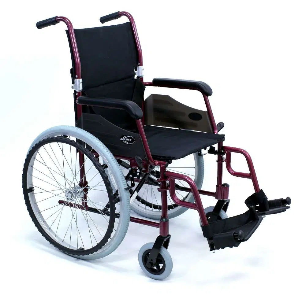Karman LT-980 Ultra Lightweight Wheelchair Standard Wheelchairs Karman Healthcare Burgundy Swing Away Footrest (standard)
