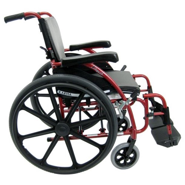 Karman S-Ergo 115 Ultra Lightweight Ergonomic Wheelchair with Swing Away Footrest and Mag Wheels Ergonomic Wheelchairs Karman Healthcare 16" Red