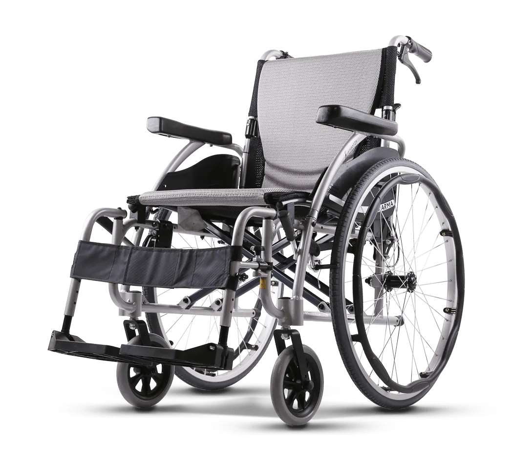 Karman S-Ergo 125 Ergonomic Wheelchair with Flip-Back Armrest and Swing Away Footrest Ergonomic Wheelchairs Karman Healthcare 16" Silver