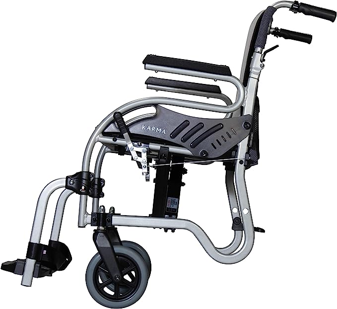 Karman Star 2 Transport Ultra Lightweight Wheelchair with Fixed Arm and Swing Away Footrests Quick Release Axles transport wheelchairs Karman Healthcare
