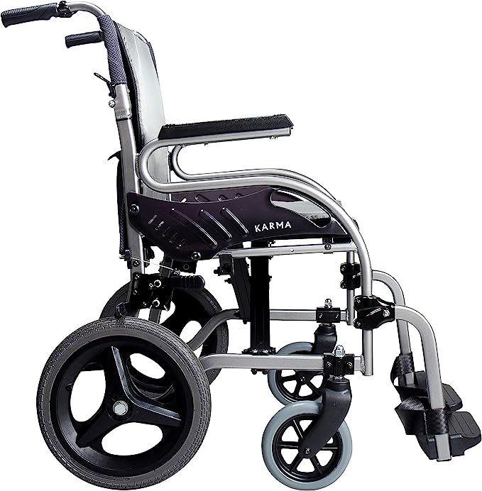 Karman Star 2 Transport Ultra Lightweight Wheelchair with Fixed Arm and Swing Away Footrests Quick Release Axles transport wheelchairs Karman Healthcare
