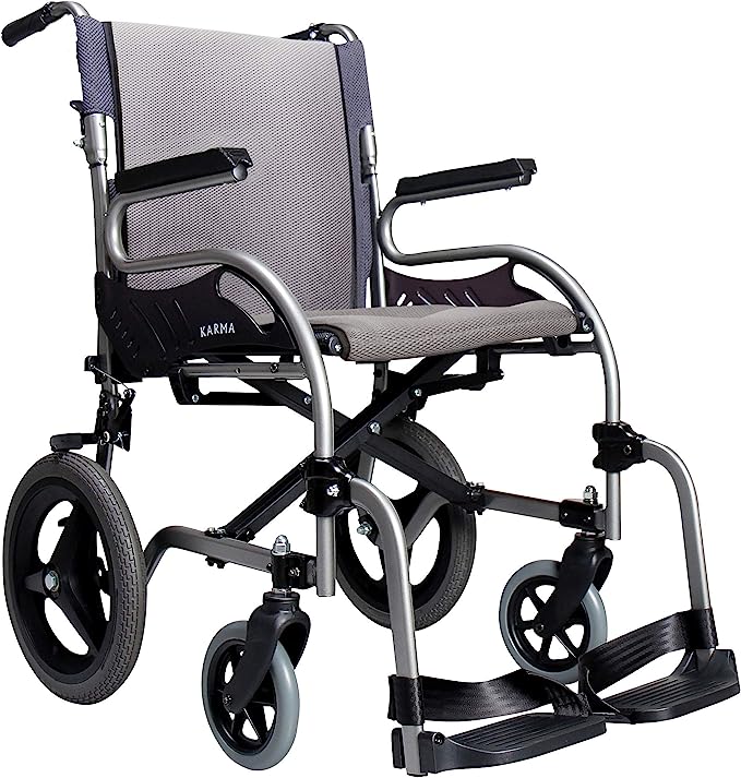 Karman Star 2 Transport Ultra Lightweight Wheelchair with Fixed Arm and Swing Away Footrests Quick Release Axles transport wheelchairs Karman Healthcare 16"