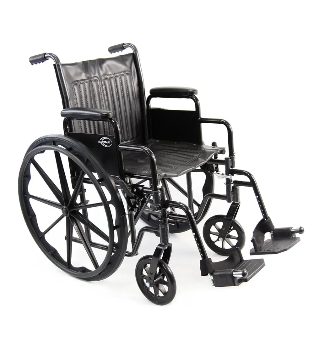 Karman KN-700T Height Adjustable Steel Wheelchair with Removable Armrest Standard Wheelchairs Karman Healthcare 16"