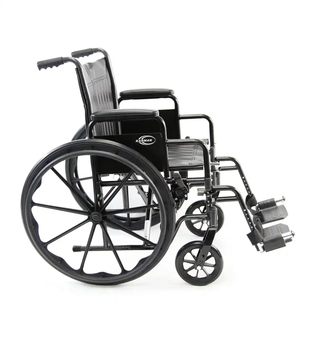 Karman KN-700T Height Adjustable Steel Wheelchair with Removable Armrest Standard Wheelchairs Karman Healthcare