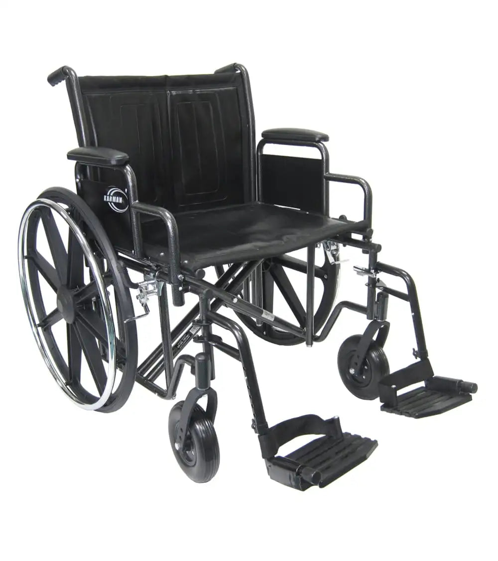 Karman KN-924, KN-926, KN-928 Heavy Duty Wheelchair with Removable Armrest and Adjustable Seat Height Bariatric Wheelchairs Karman Healthcare 24"