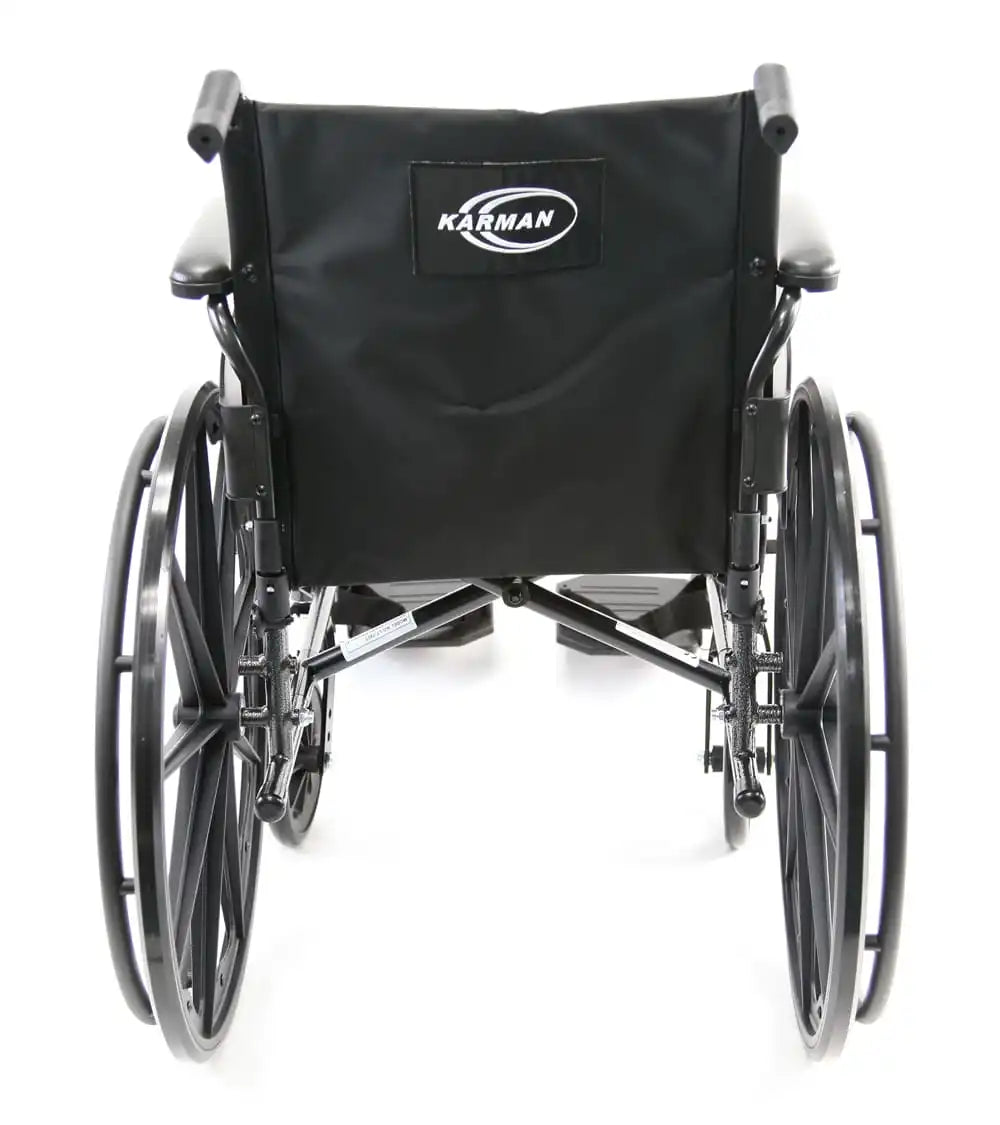 Karman LT-700T Height Adjustable Seat Lightweight Steel Wheelchair with Removable Armrest Standard Wheelchairs Karman Healthcare