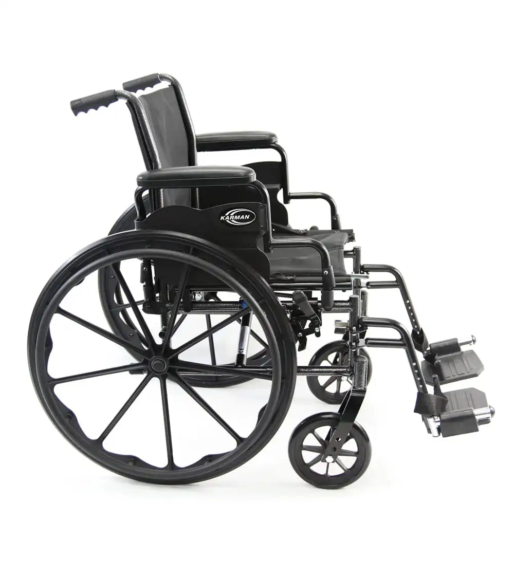 Karman LT-700T Height Adjustable Seat Lightweight Steel Wheelchair with Removable Armrest Standard Wheelchairs Karman Healthcare