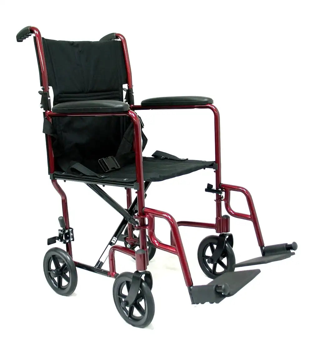 Karman LT-2017, LT-2019 Lightweight Transport Chair with Removable Footrest transport wheelchairs Karman Healthcare 17" Burgundy
