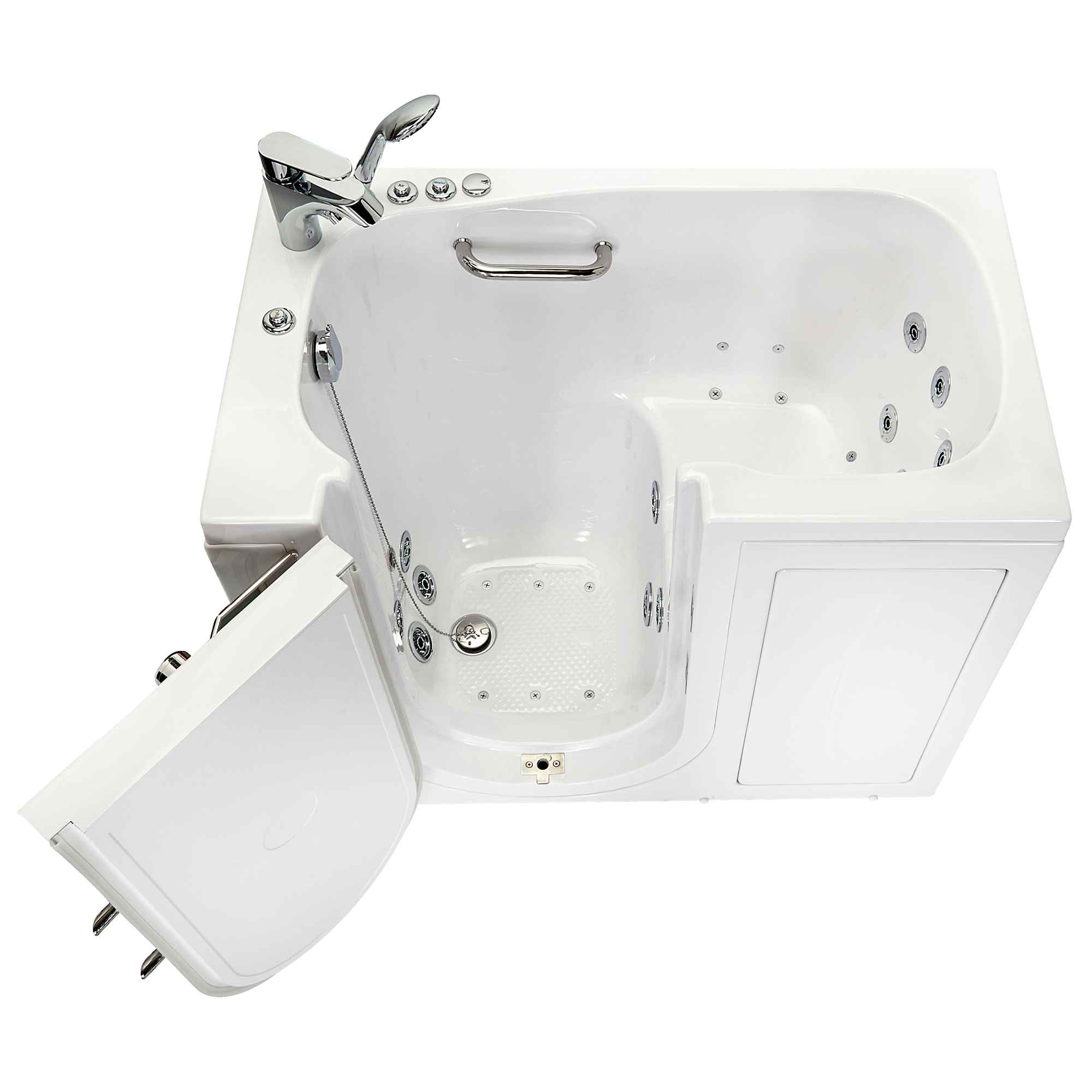 Ella Mobile 26"x45" Acrylic Air and Hydro Massage Walk-In Bathtub with Outward Swing Door, 2 Piece Fast Fill Faucet, 2"  Drain Bath Tub Ella's Bubbles
