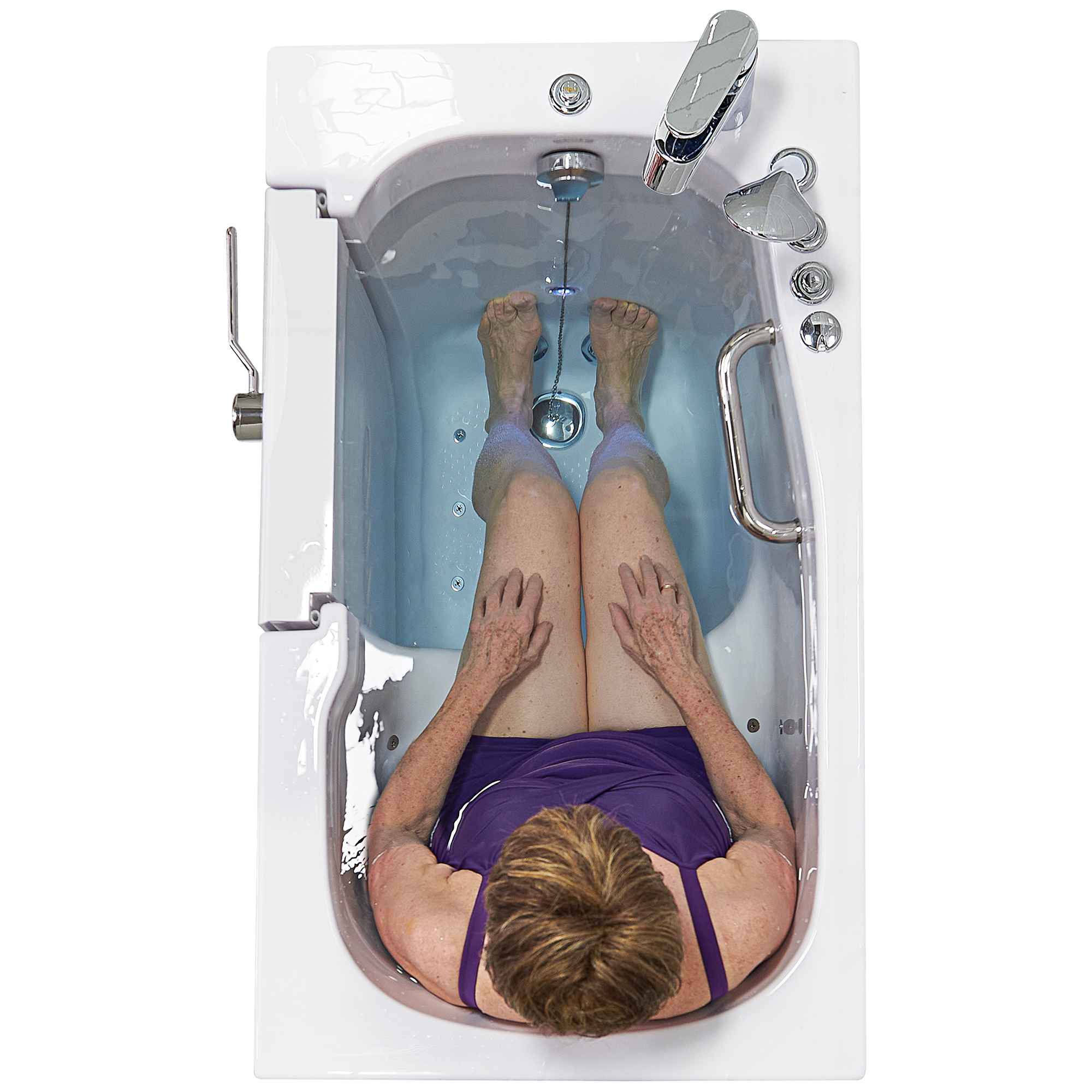 Ella Mobile 26"x45" Acrylic Air and Hydro Massage Walk-In Bathtub with Outward Swing Door, 2 Piece Fast Fill Faucet, 2" Drain Bath Tub Ella's Bubbles