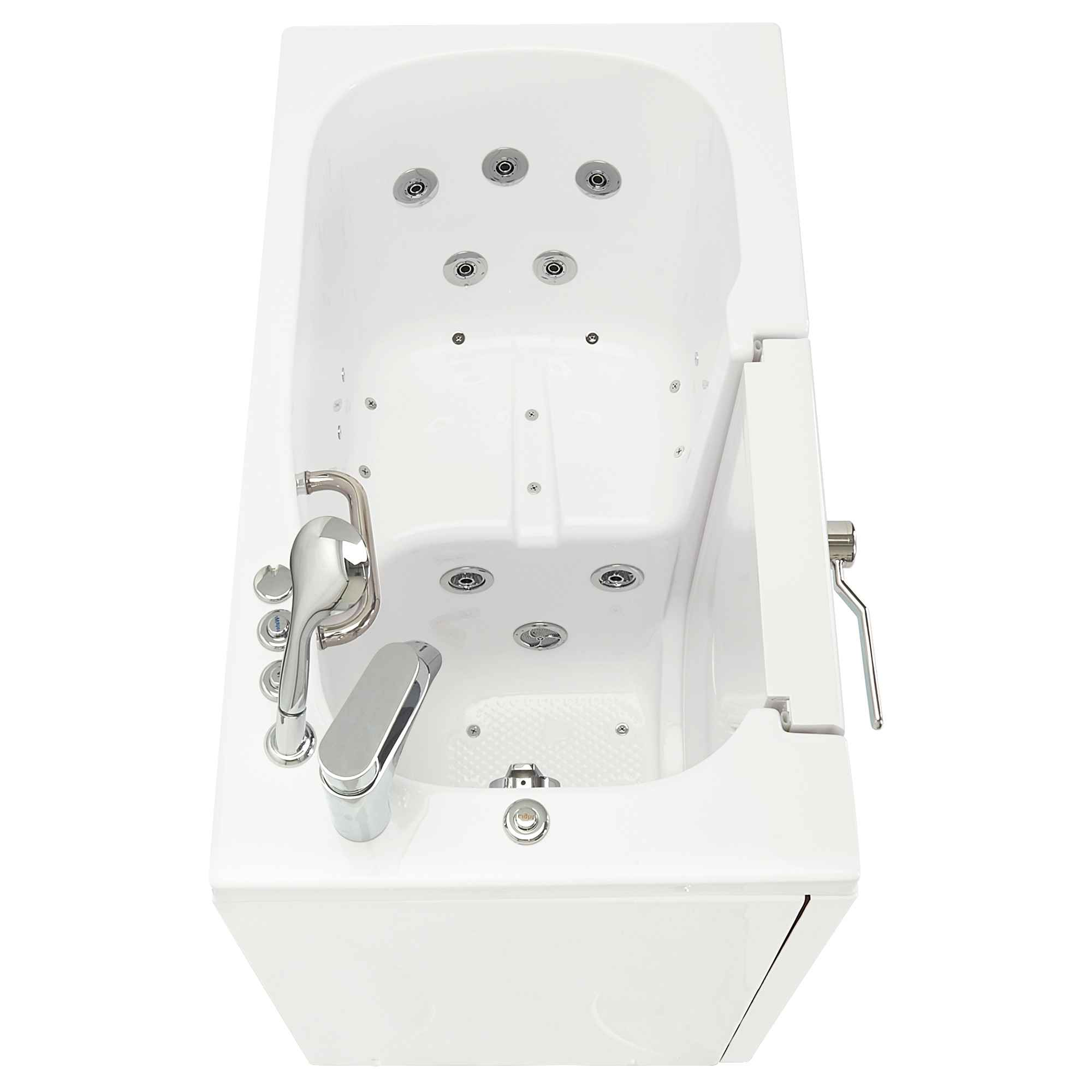 Ella Mobile 26"x45" Acrylic Air and Hydro Massage Walk-In Bathtub with Outward Swing Door, 2 Piece Fast Fill Faucet, 2" Drain Bath Tub Ella's Bubbles