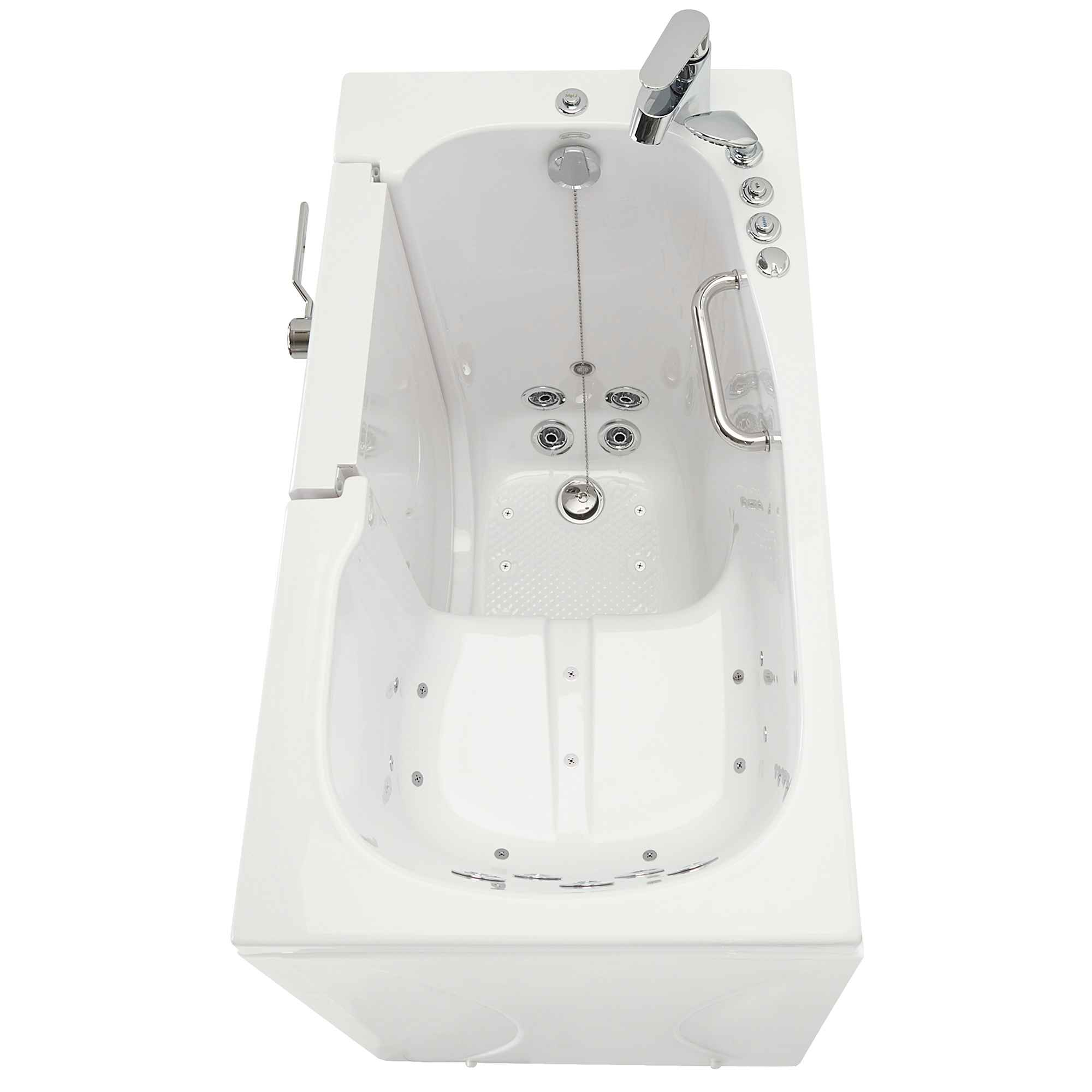 Ella Mobile 26"x45" Acrylic Air and Hydro Massage Walk-In Bathtub with Outward Swing Door, 2 Piece Fast Fill Faucet, 2"  Drain Bath Tub Ella's Bubbles