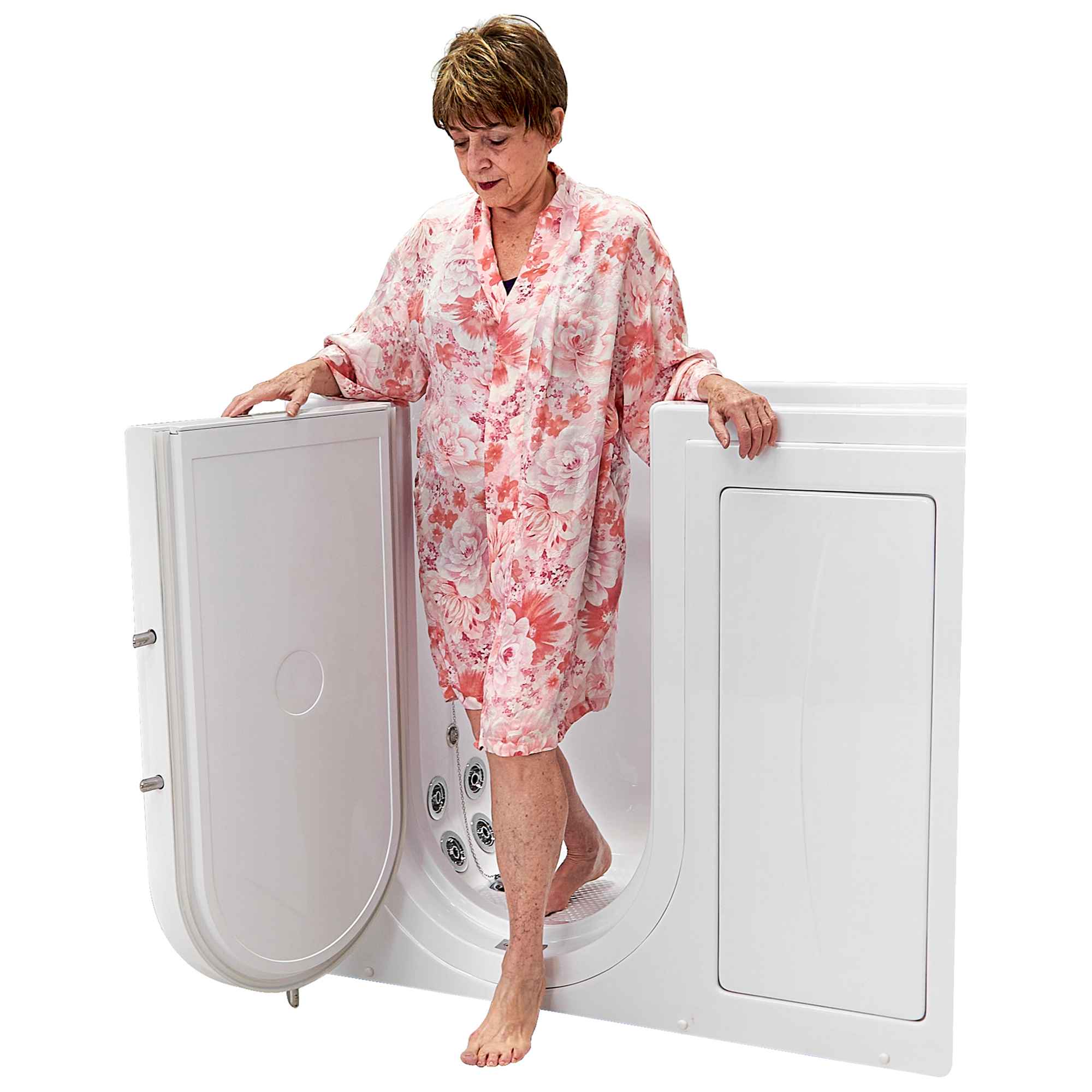 Ella Mobile 26"x45" Acrylic Air and Hydro Massage Walk-In Bathtub with Outward Swing Door, 2 Piece Fast Fill Faucet, 2" Drain Bath Tub Ella's Bubbles