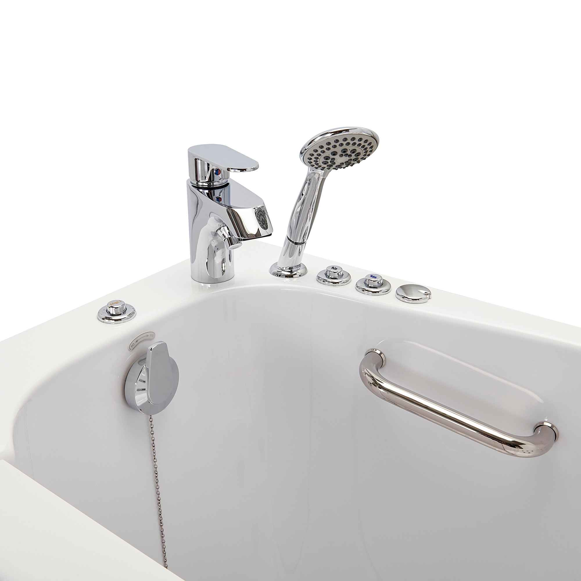 Ella Mobile 26"x45" Acrylic Air and Hydro Massage Walk-In Bathtub with Outward Swing Door, 2 Piece Fast Fill Faucet, 2" Drain Bath Tub Ella's Bubbles