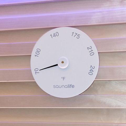 SaunaLife Wooden 1-Gallon Sauna Bucket Set with Wood Ladle and Thermometer-White SaunaLife