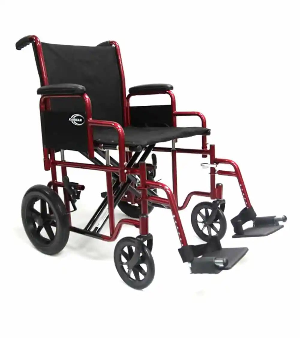 Karman T-920W, T-922W Heavy Duty Transport Wheelchair with Removable Footrest and Armrest transport wheelchairs Karman Healthcare 20"