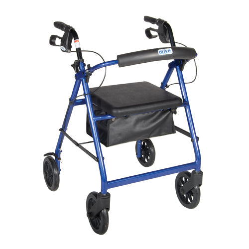 Drive Medical Aluminum Rollator 4 Wheel with Pouch and Padded Seat Blue, 2 pack Rollators Drive Medical Default Title